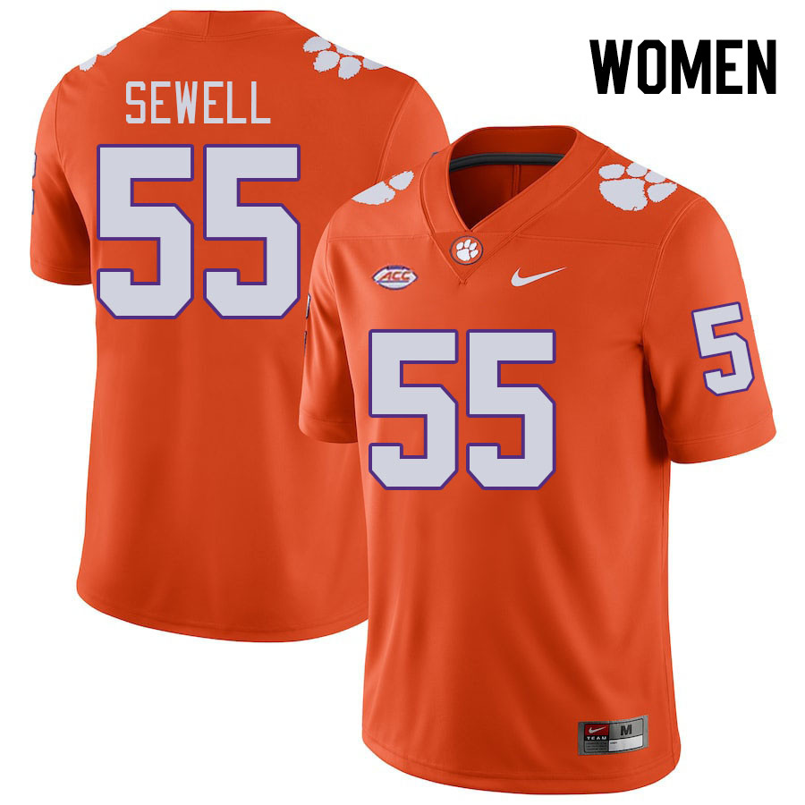 Women #55 Harris Sewell Clemson Tigers College Football Jerseys Stitched-Orange - Click Image to Close